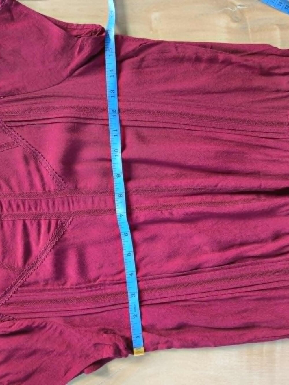 French Comptoir des Cotonniers Burgundy Boho Midi Dress XS 100% Viscose - Picture 7 of 16